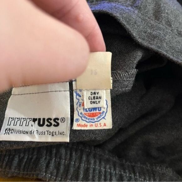 Vintage 80s Rrrrruss Russ Togs Midi A-Line Workwear Wool Skirt Charcoal 12 - Picture 5 of 7